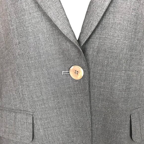 Theory Grey 94% Wool One Button Blazer Size 10 - Picture 4 of 8